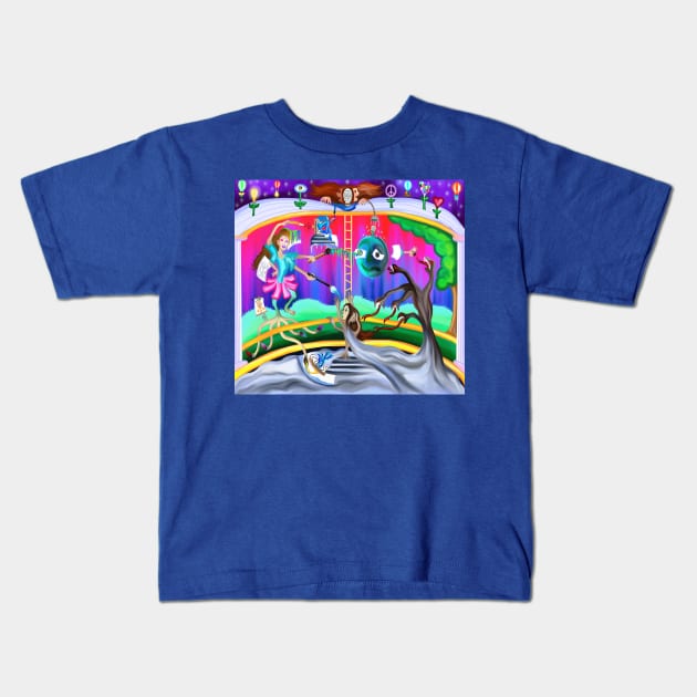 What Lies Beyond the Window Pane? Kids T-Shirt by Art by Deborah Camp